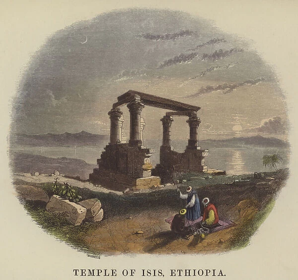 Temple of Isis, Ethiopia (coloured engraving)