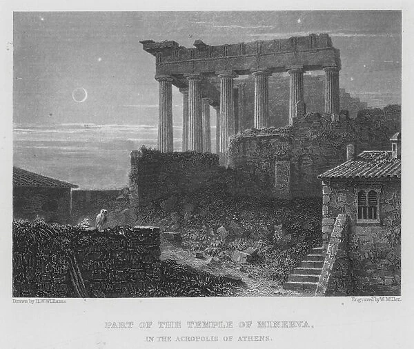 Part of the Temple of Minerva in the Acropolis of Athens (engraving)