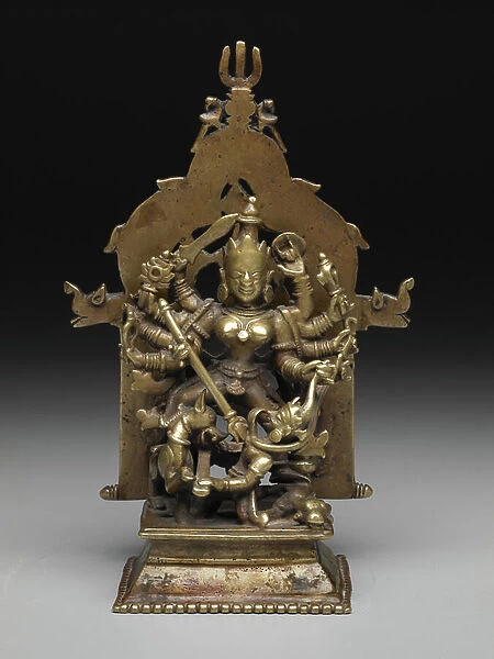 Ten-Armed Durga Slaying the Demon Mahisha, 12th-14th centuries (cast bronze)