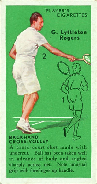 Tennis: Backhand Cross-Volley, G Lyttleton Rogers (colour litho)