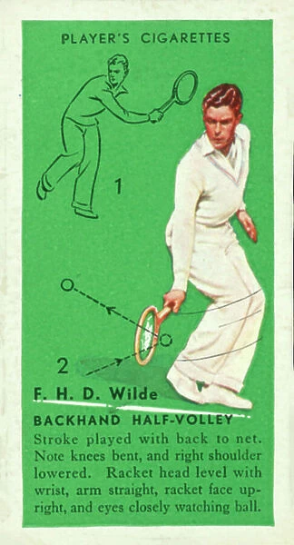Tennis: Backhand Half-Volley, F H D Wilde (colour litho)