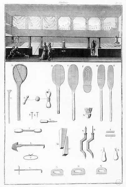 Tennis court, rackets and necessary equipment for the sport