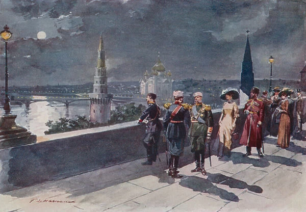 Terrace of the Kremlin (colour litho)