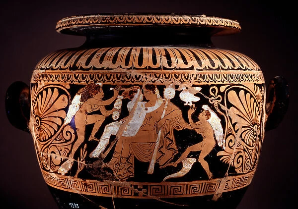Terracotta stamnos representing Ariadne and Dionysus, 380-360 BC