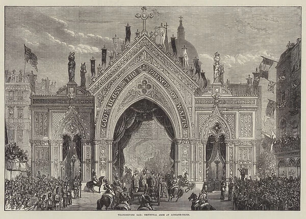 Thanksgiving Day, Triumphal Arch at Ludgate-Circus (engraving)