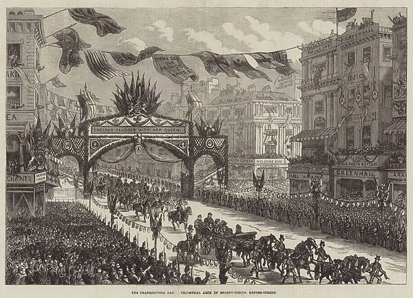 The Thanksgiving Day, Triumphal Arch in Regent-Circus, Oxford-Street (engraving)