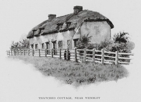 Thatched Cottage, near Wembley (litho)