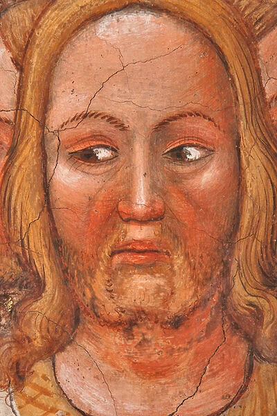 'The three faced Trinity and the Tree of Life', Detail of one of the faces, c. 1420 (fresco)