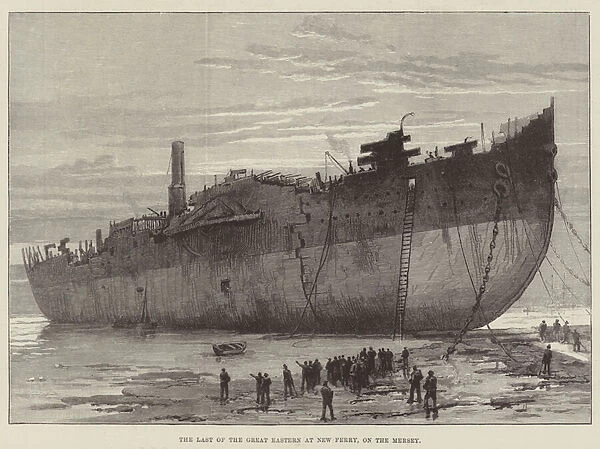 The Last of the Great Eastern at New Ferry, on the Mersey (engraving)