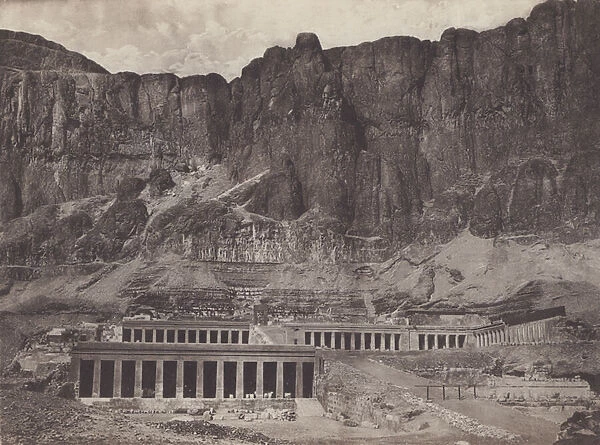 Thebes, General view of the Temple of Deir El Bahari (b  /  w photo)