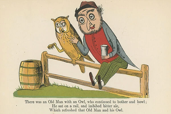 'There was an Old Man with an Owl, who continued to bother and howl', from A Book of Nonsense, published by Frederick Warne and Co. London, c. 1875 (colour litho)