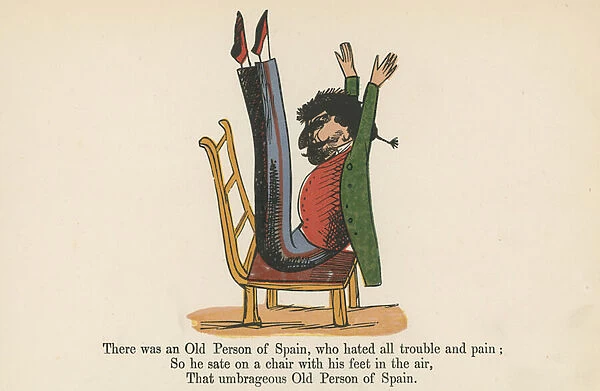 'There was an Old Person of Spain, who hated all trouble and pain', from A Book of Nonsense, published by Frederick Warne and Co. London, c. 1875 (colour litho)