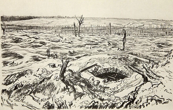Thiepval, illustration from The Western Front, pub. by Country Life Ltd, 1917 (litho)