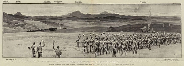 'Three Cheers for the Queen', celebrating Her Majestys Birthday in Sight of Majuba Hill (litho)