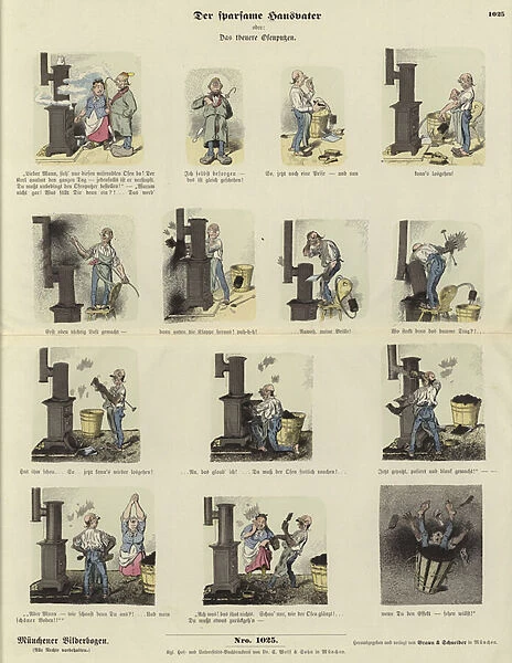 The Thrifty Househusband (coloured engraving)