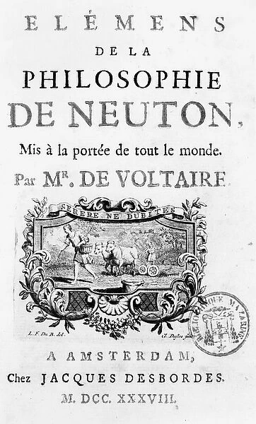 Title Page of Elements de la Philosophie de Newton