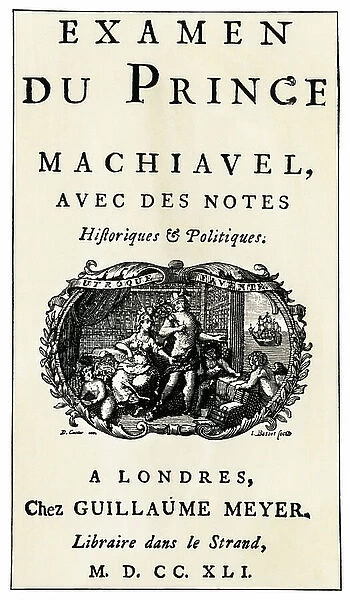 Title page, in English, of a later edition of ' The Prince' by Machiavelli, published in London, 1741