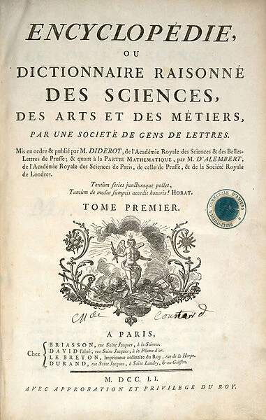 Title page of the first volume of the Encyclopedia
