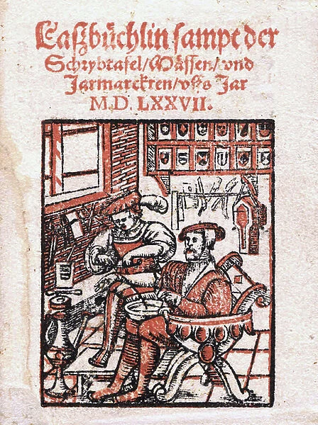 Title Page from Lassbuchlin sampt der Schrybtafel, Massen, und Jarmarckten, uffs Jar MDLXXVII