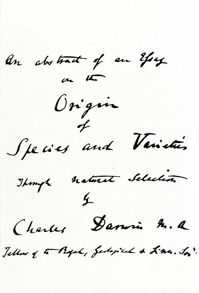 Title page of 'Origins of species' by Charles Darwin, 1859 (manuscript)