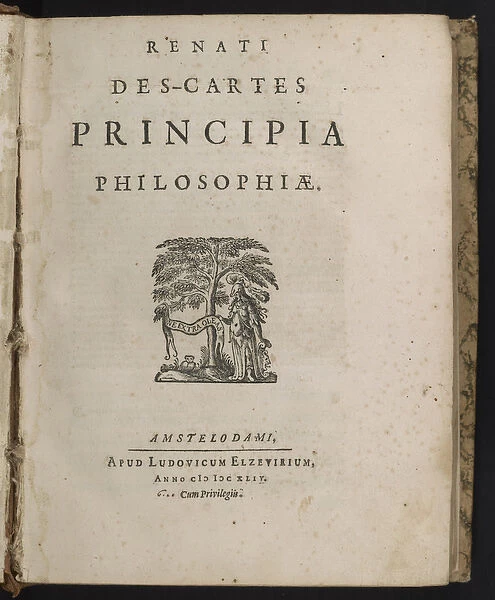 Title page of Principia philosophiae by Rene Descartes, 1644