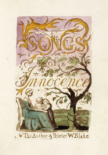 Title page, from Songs of Innocence, 1789 (hand-coloured relief-etched printed