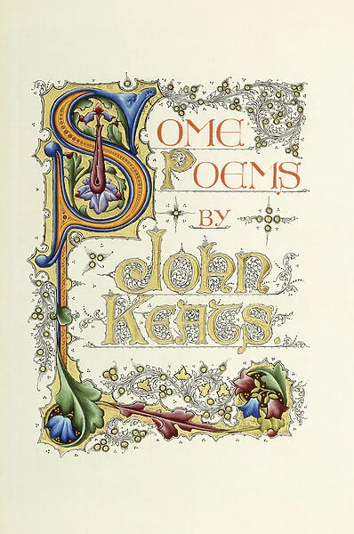 Title page, title and author, with large historiated and illuminated initial S