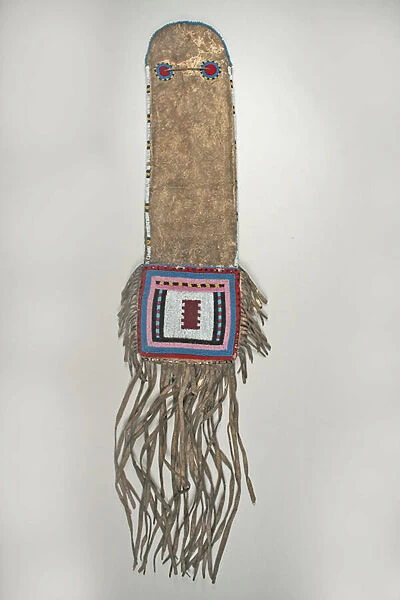 Tobacco bag, Assiniboine, Alberta or Saskatchewan, 1860-70 (skin, glass & wool)