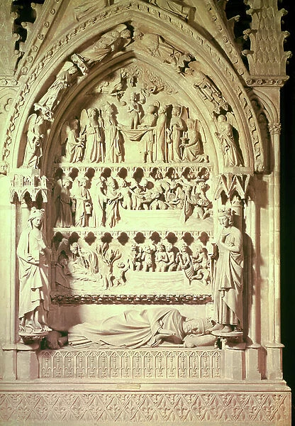 Tomb of Dagobert I (605-39), King of the Franks, restored by Adolphe Victor Geoffroy-Dechaume (1816-92) in 1862, 13th century (stone) (detail of 85411)