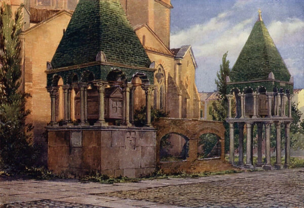 Tombs of the Glossatori, Church of St Francis, Bologna (colour litho)