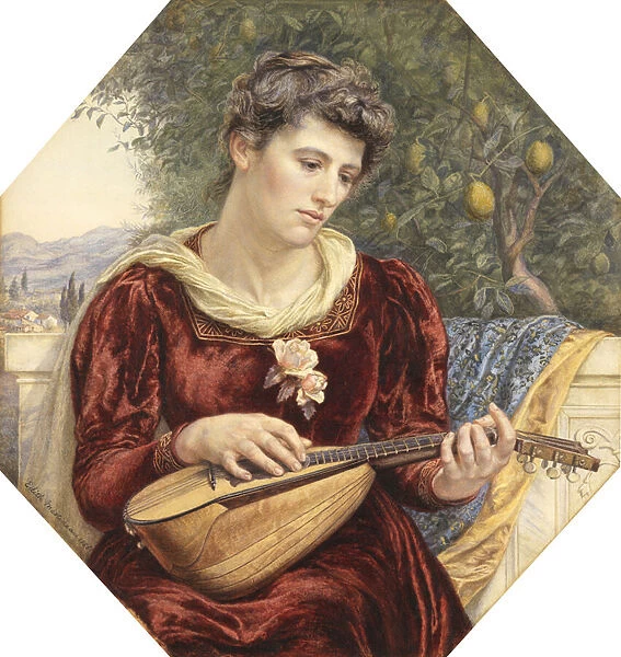 Touching the Strings, 1886 (pencil, w  /  c, bodycolour & gum arabic with scratching out)
