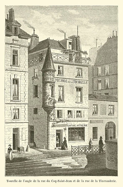 Tourelle de l angle de la rue du Coq-Saint-Jean et de la rue de la Tixeranderie (engraving)