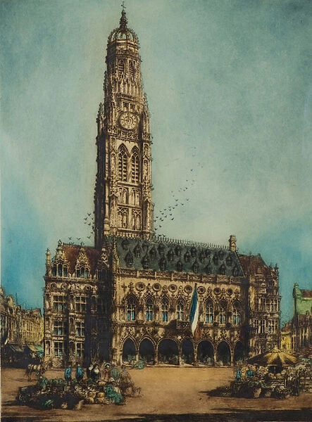 Town Hall, Arras (etching)