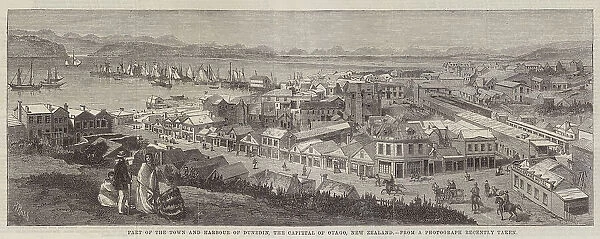 Part of the Town and Harbour of Dunedin, the Capital of Otago, New Zealand (engraving)