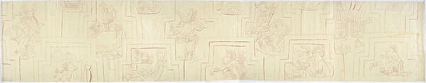Tracing of a painted relief From painted stucco reliefs from the facade of a mound or