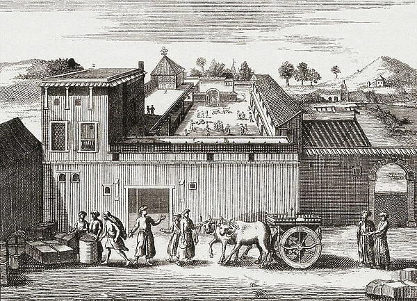 The trading post established by the British East India Company at Surat, India, c.1680, from 'British Merchant Adventurers', publ. 1942 (print)