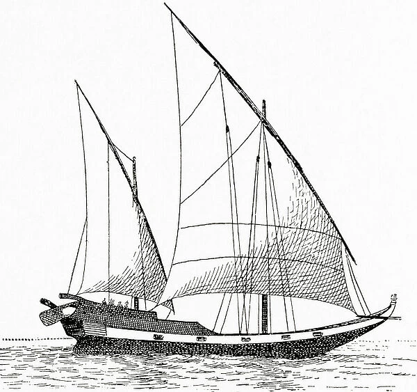 A traditional Arabic sailing vessel called a baghlah, bagala or baggala, a large deep-sea dhow