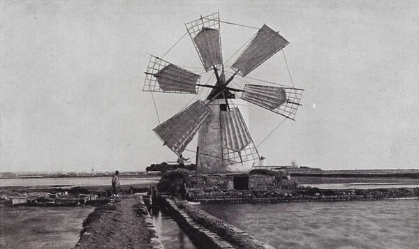 Trapani, a windmill (b  /  w photo)