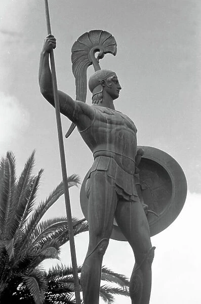 Travel to Greece - Corfu island - Statue of Achilles in the garden of the Achilleion palace, built by Empress Elisabeth - Sisi - of Austria. Image date circa 1954. Photo Erich Andres