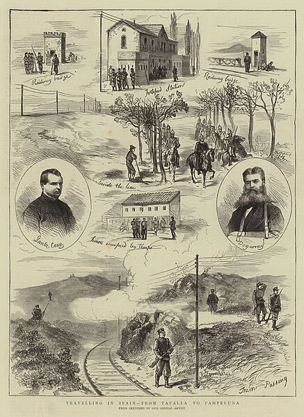 Travelling in Spain, from Tafalla to Pampeluna (engraving)