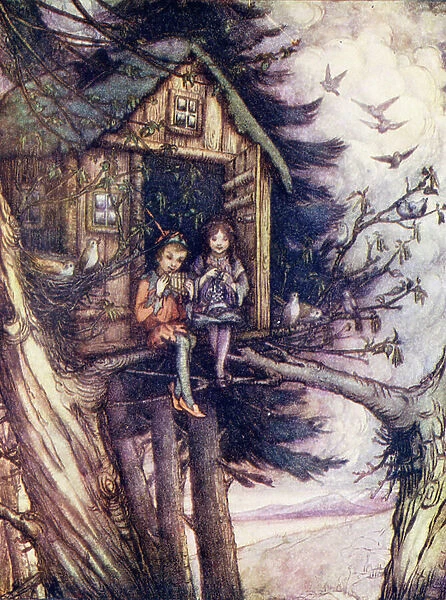 Tree-tops, where Wendy and Peter lived happily (colour litho)