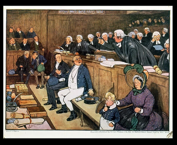 The Trial of Mr Pickwick, 1910 (colour litho)