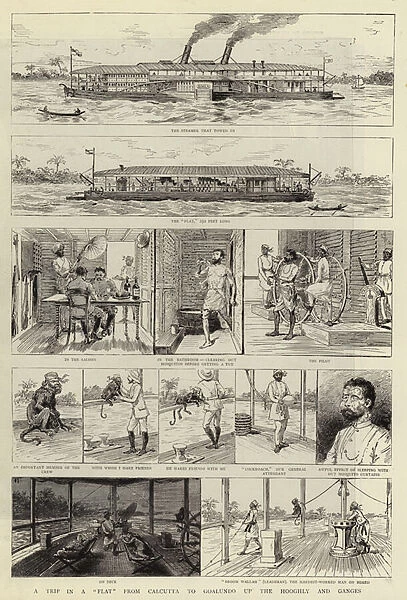A Trip in a 'Flat'from Calcutta to Goalundo up the Hooghly and Ganges (engraving)