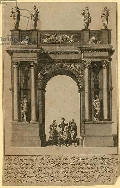 The Triumphal Arch with the entrance of the Champion (engraving)