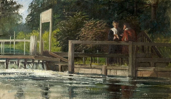 The Trysting Place (oil on canvas laid on board)