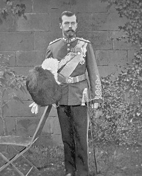 Tsar Nicholas II wearing the uniform of the Royal Scots Greys, 1894 (b  /  w photo)