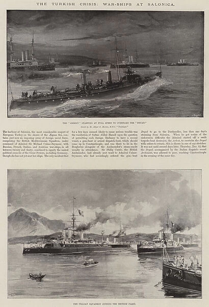 The Turkish Crisis, War-Ships at Salonica (engraving)