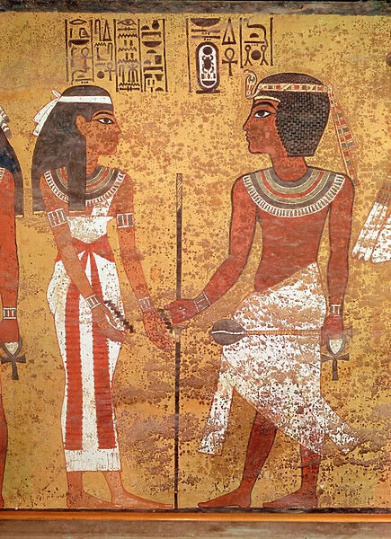 Tutankhamun (c. 1370-1352 BC) and his wife, Ankhesenamun, from his tomb