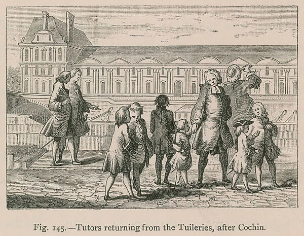 Tutors returning from the Tuileries, after Cochin (engraving)