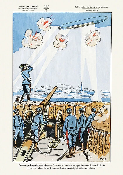 'Under the machine gun' - Images of the Great War, before 1920 (lithograph)